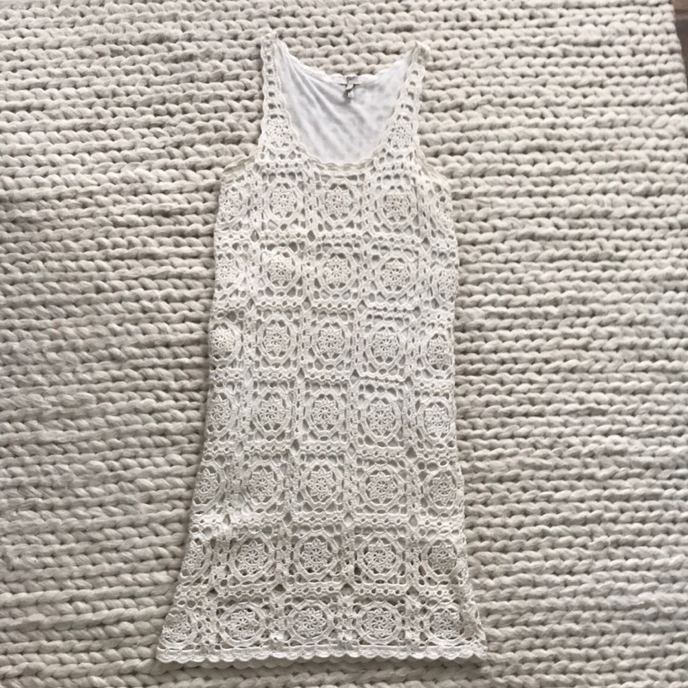 Joie White Lace Overlay Dress
